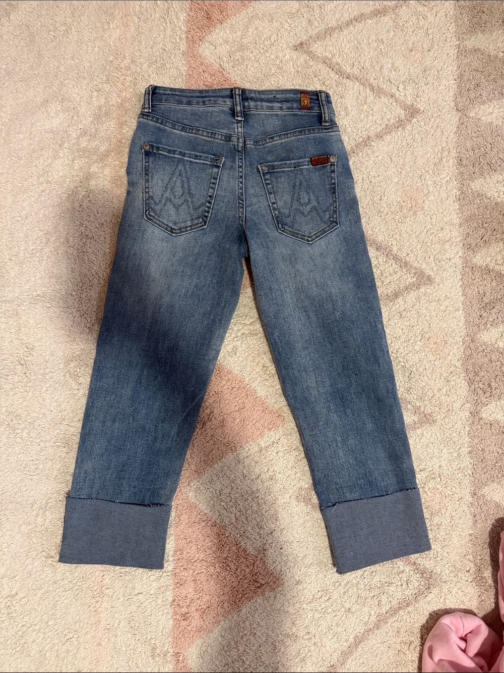7 For All Mankind Medium Blue Cuffed Kids Jeans